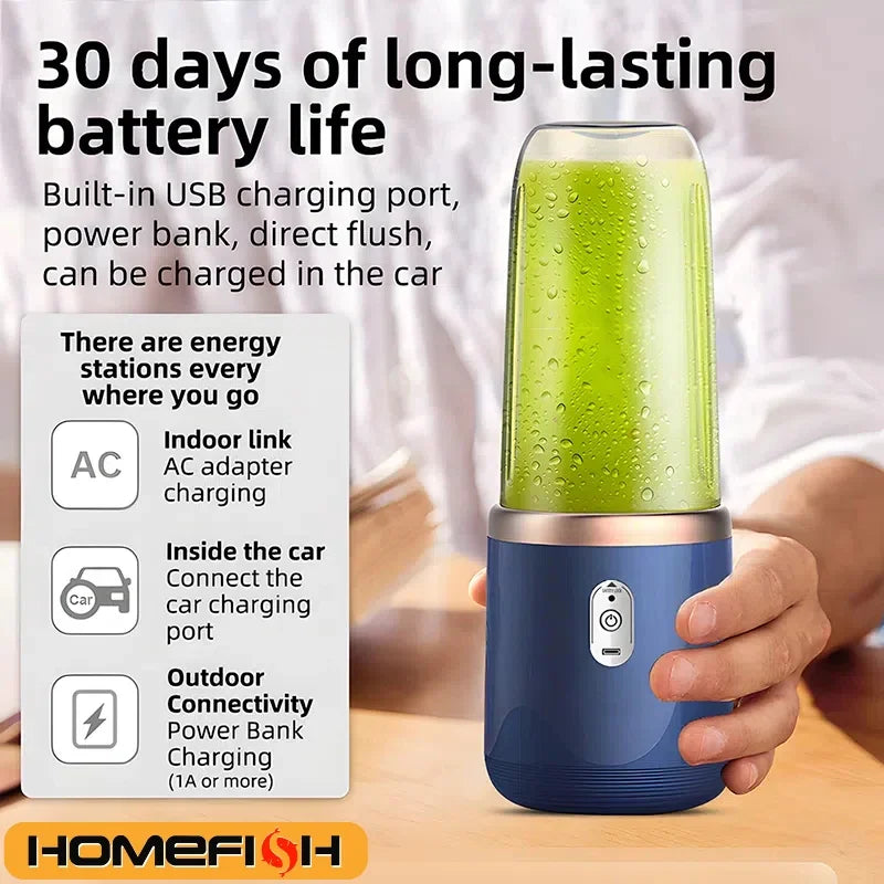 Licuadora USB portátil recargable – Mini licuadora de vaso de 6 cuchillas