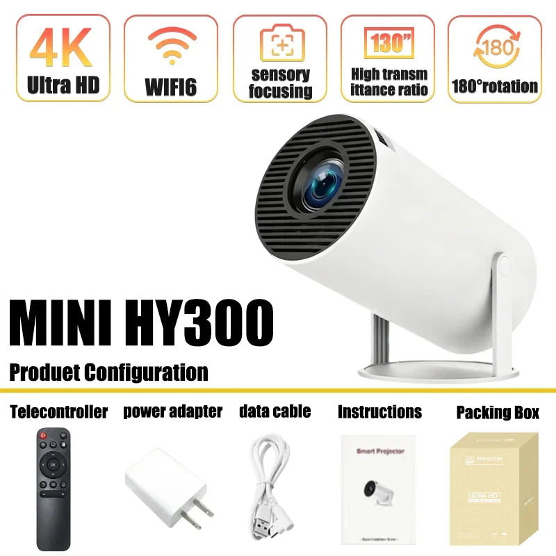 Mini proyector portátil – Compatible con HD 4K, cine en casa inteligente con WiFi