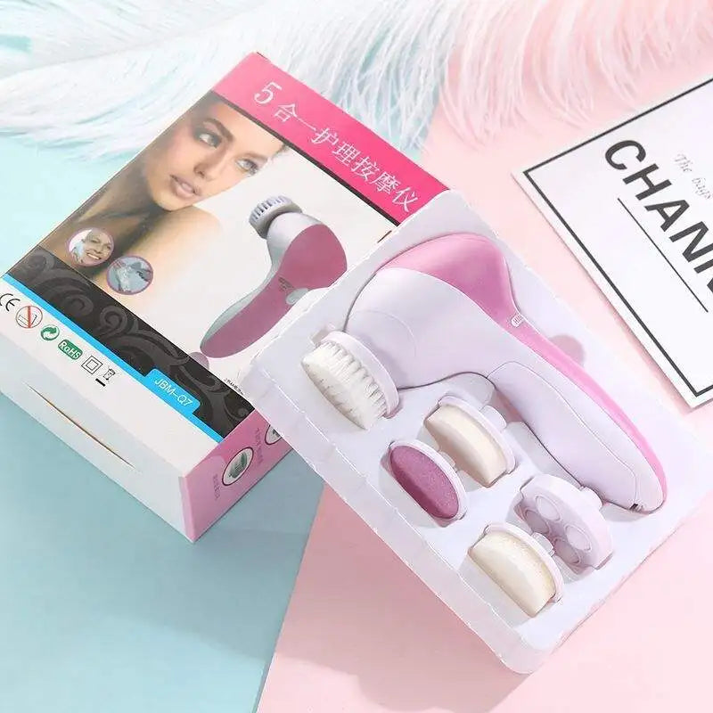 Cepillo facial eléctrico de limpieza – Kit de belleza 5 en 1 con masajeador