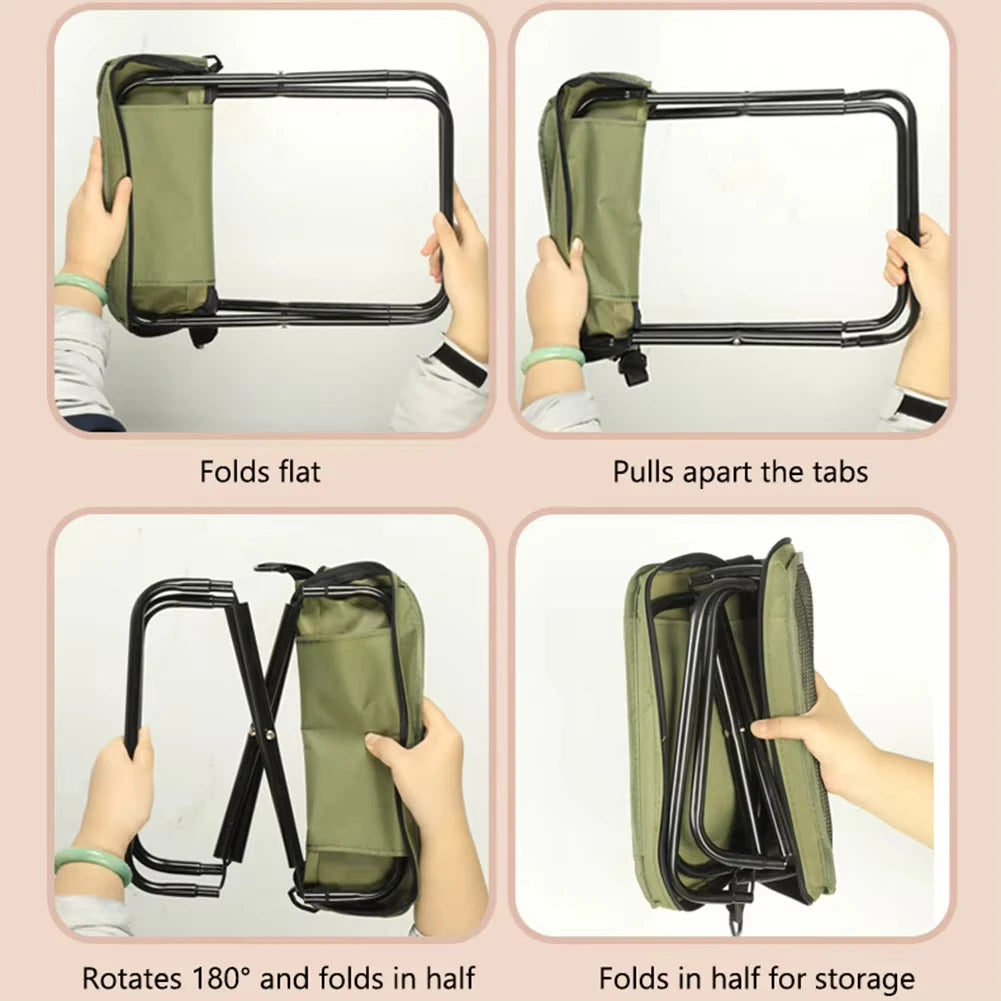 Taburete telescópico plegable – Silla portátil plegable para acampada al aire libre