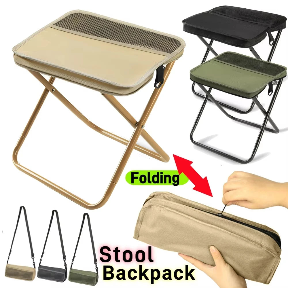 Taburete telescópico plegable – Silla portátil plegable para acampada al aire libre