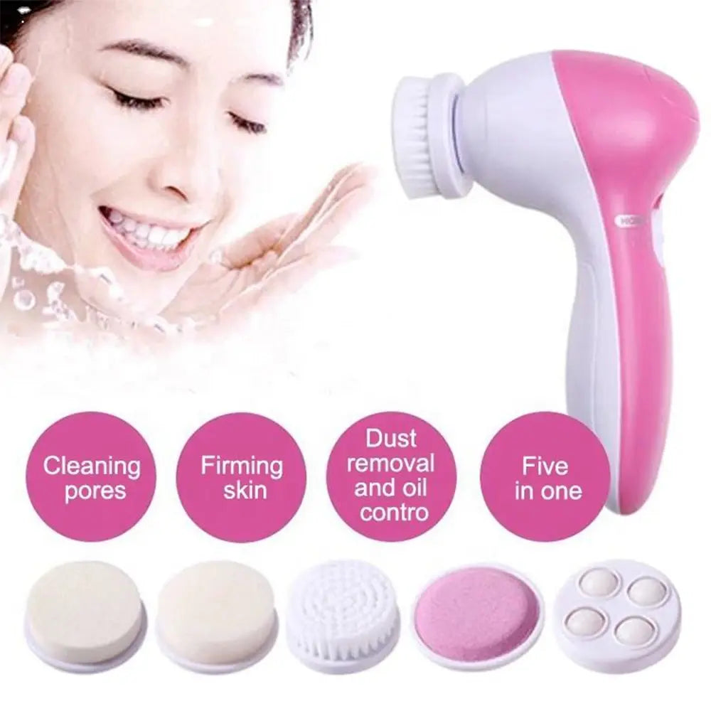 Cepillo facial eléctrico de limpieza – Kit de belleza 5 en 1 con masajeador