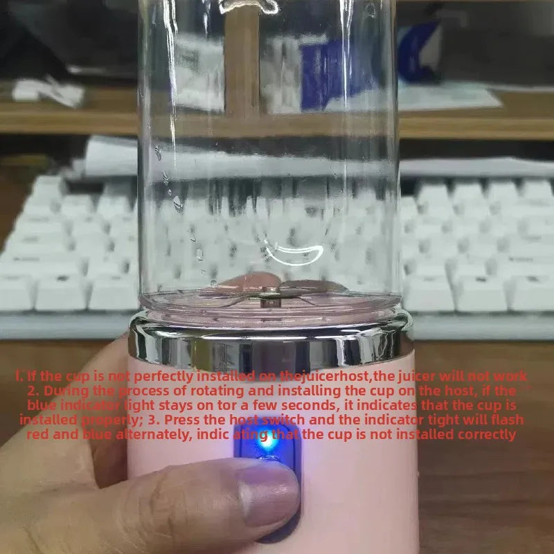 Licuadora USB portátil recargable – Mini licuadora de vaso de 6 cuchillas