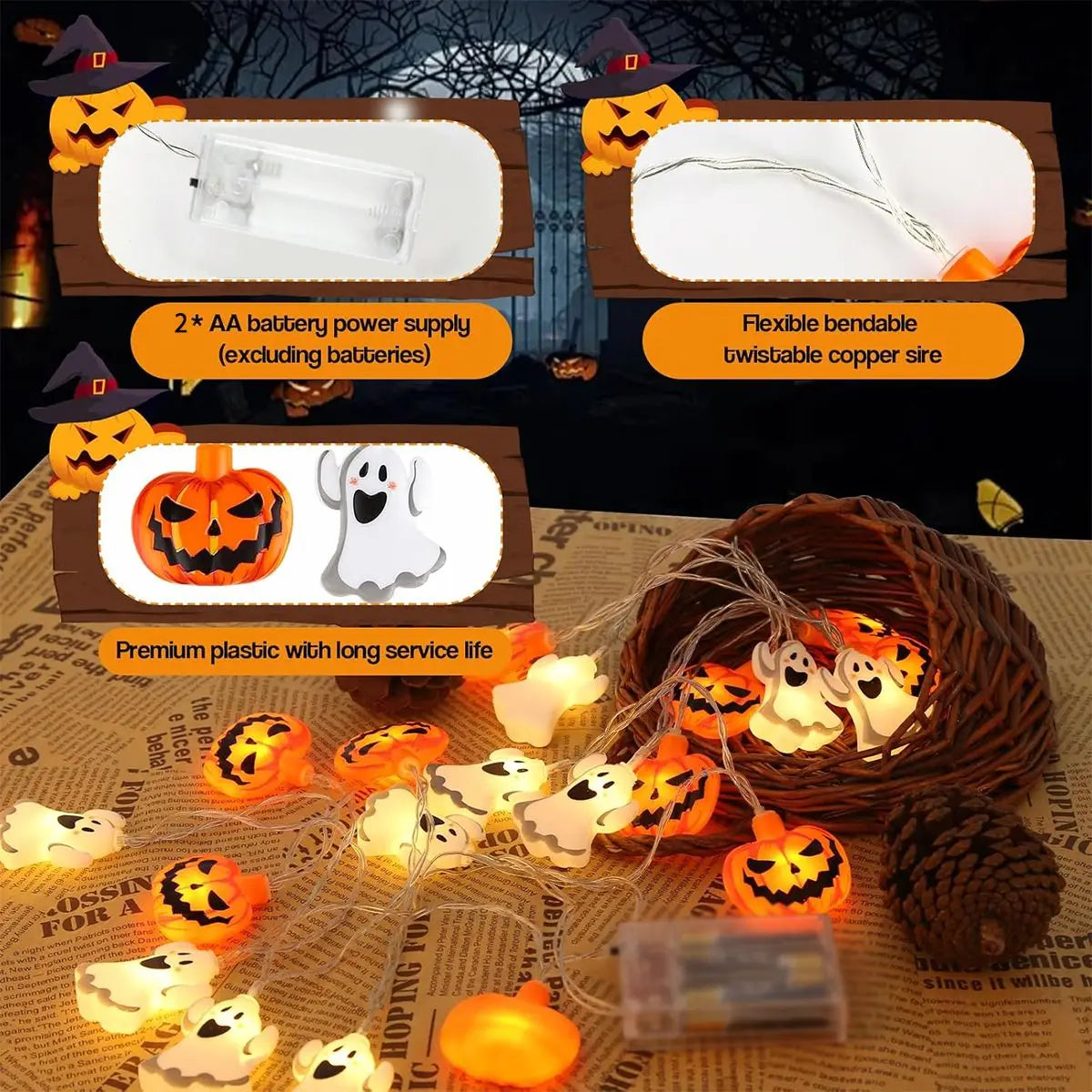 Halloween Pumpkin String Lights