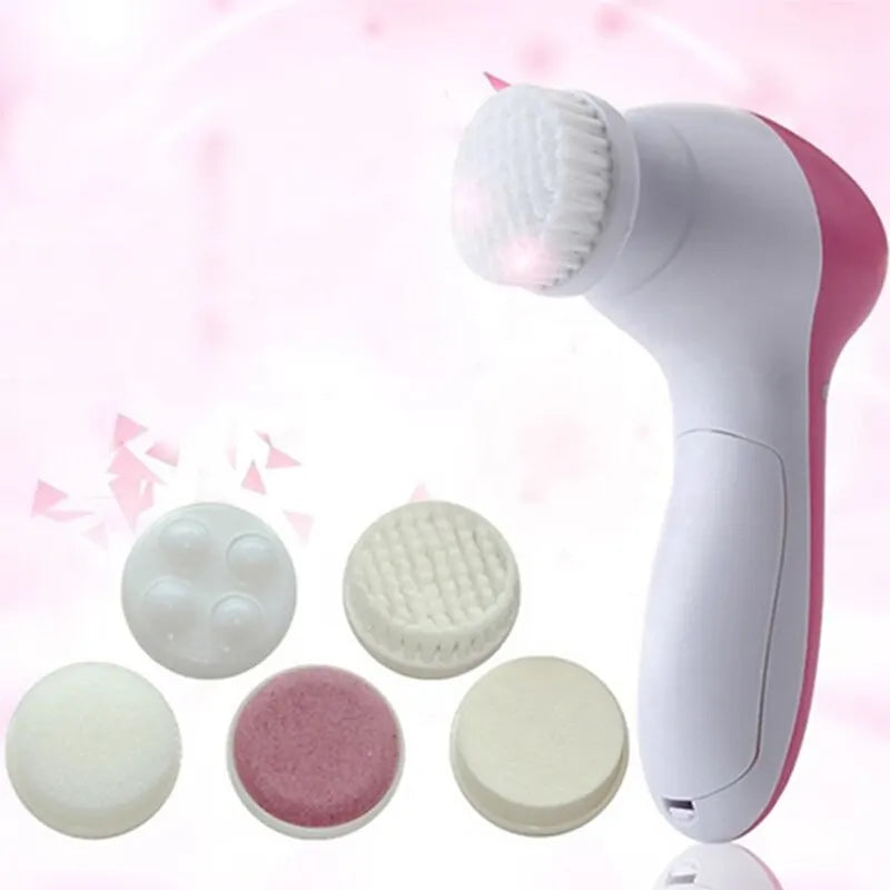 Cepillo facial eléctrico de limpieza – Kit de belleza 5 en 1 con masajeador